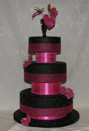 modern black wedding cake