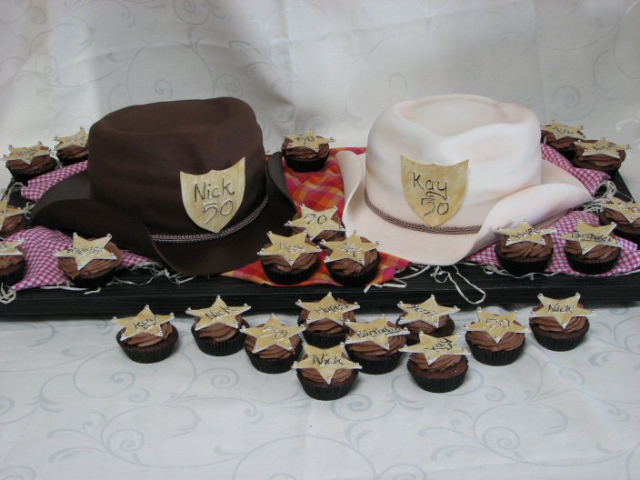 cowboy hats and cupcakes 50th Birthday Cake