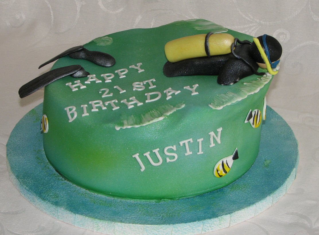 21st Birthday cake scuba diver cake