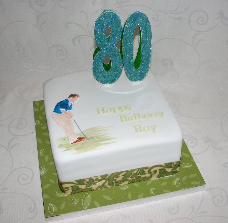80th birthday cake golfing golfer