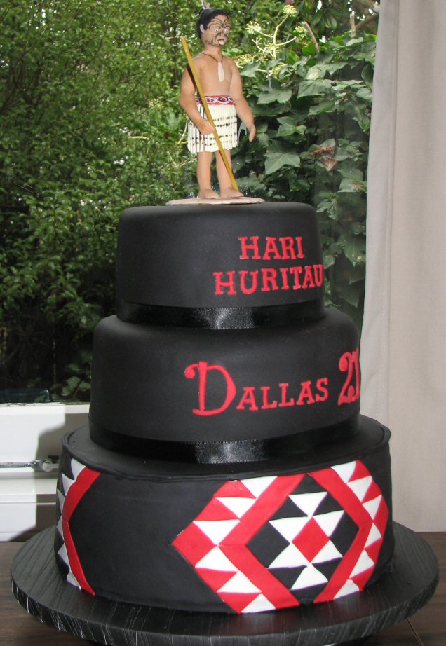 Maori Warrior Black red and white 21st Birthday Cake
