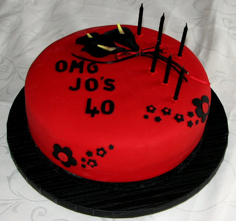 black and red 40th birthday cake black lilies